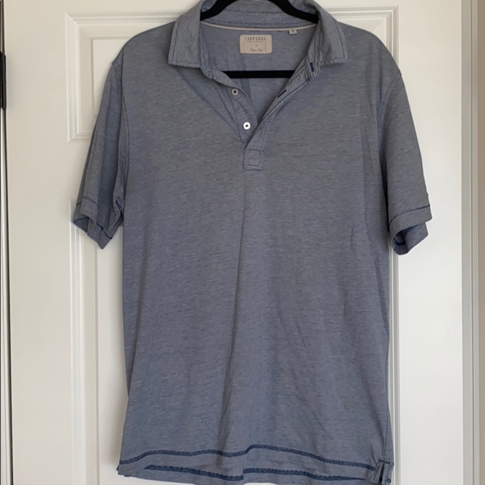 Linksoul Avila navy and white small striped polo
